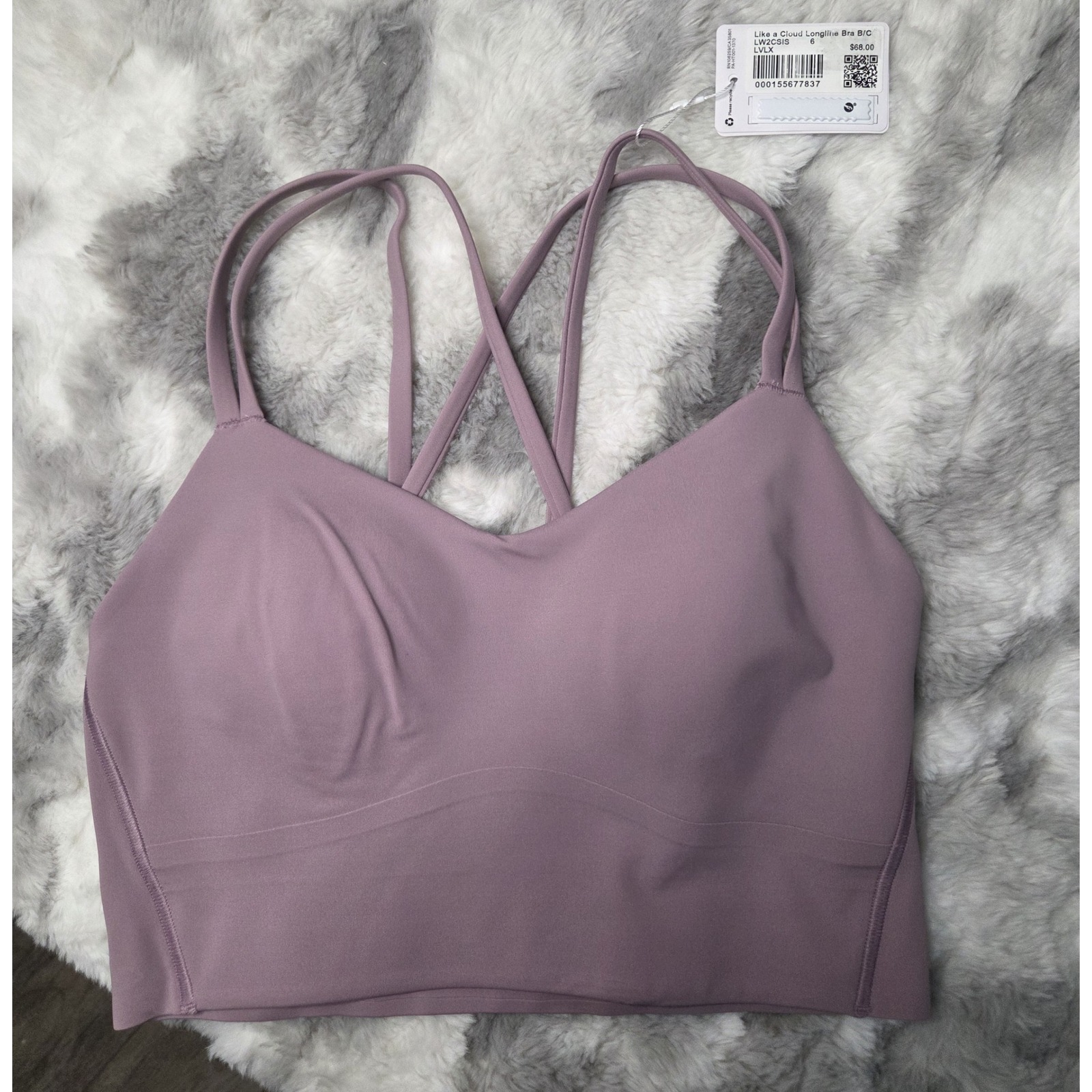 Lululemon Like A Cloud Longline Bra B/C Lilac Ether Purple Lw2csis Size 6 Nwt